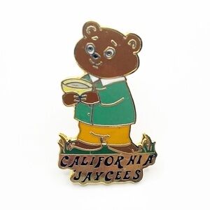 California Jaycees Senator Golden Baby Bear 1979 Lapel Pin 1.5” Porridge Enamel